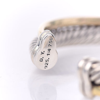 David Yurman Sterling Silver 18K Yellow Gold 5mm Crossover Cuff Bracelet 4 of 4