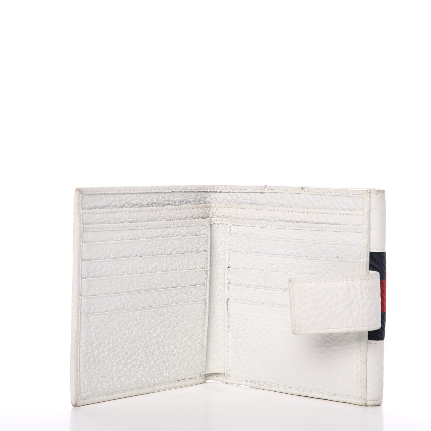 Gucci Pebbled Calfskin Web French Flap Wallet White 5 of 10