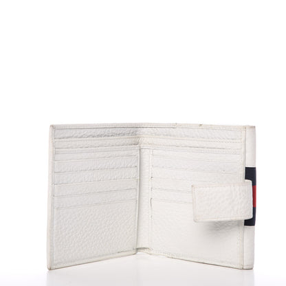 Gucci Pebbled Calfskin Web French Flap Wallet White 5 of 10