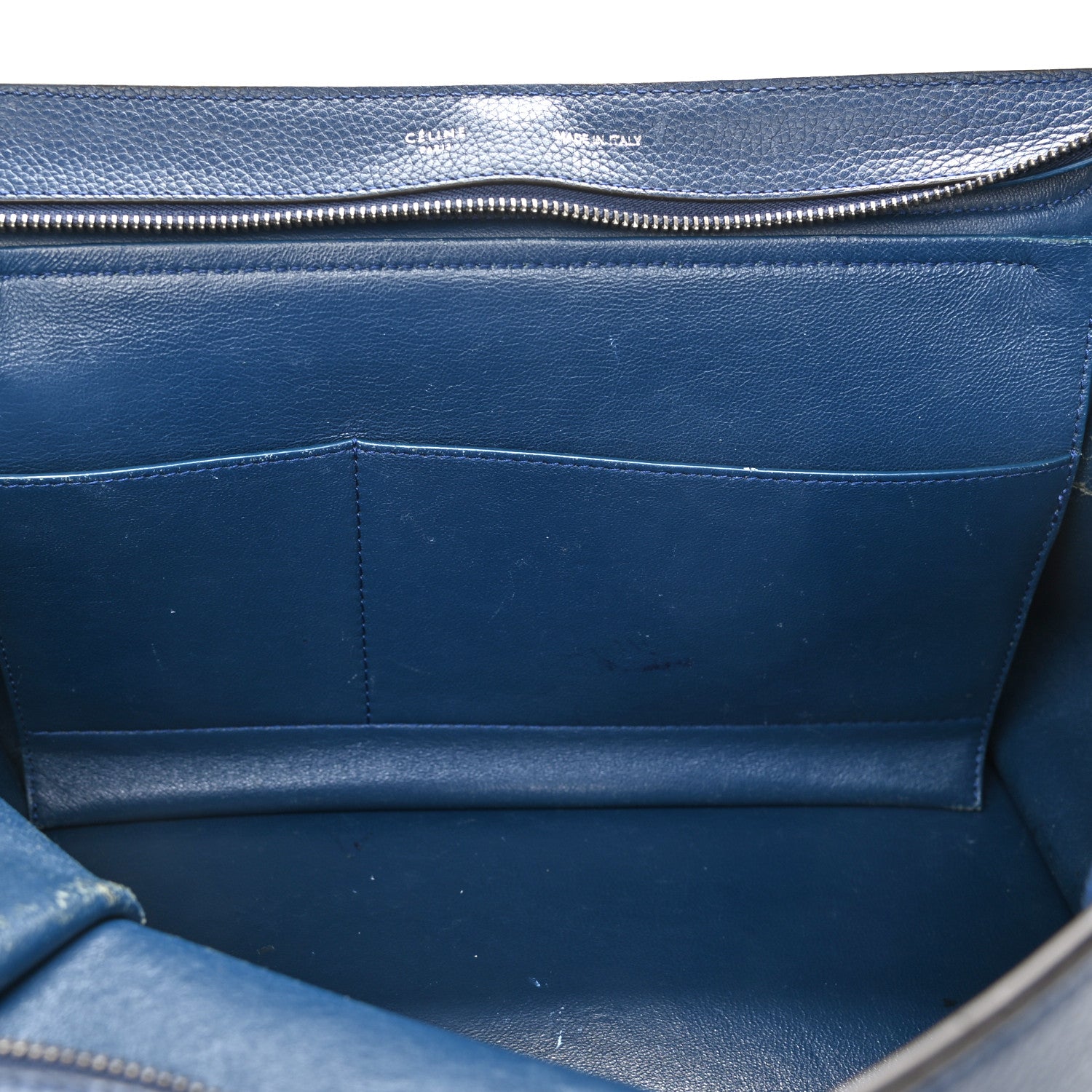 Celine Drummed Calfskin Suede Medium Trapeze Navy 10 of 16