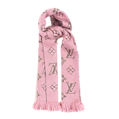 Louis Vuitton Wool Silk Logomania Shine Scarf Pink 1 of 3