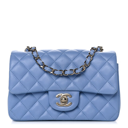 Chanel Lambskin Quilted Mini Rectangular Flap Light Blue 1 of 12