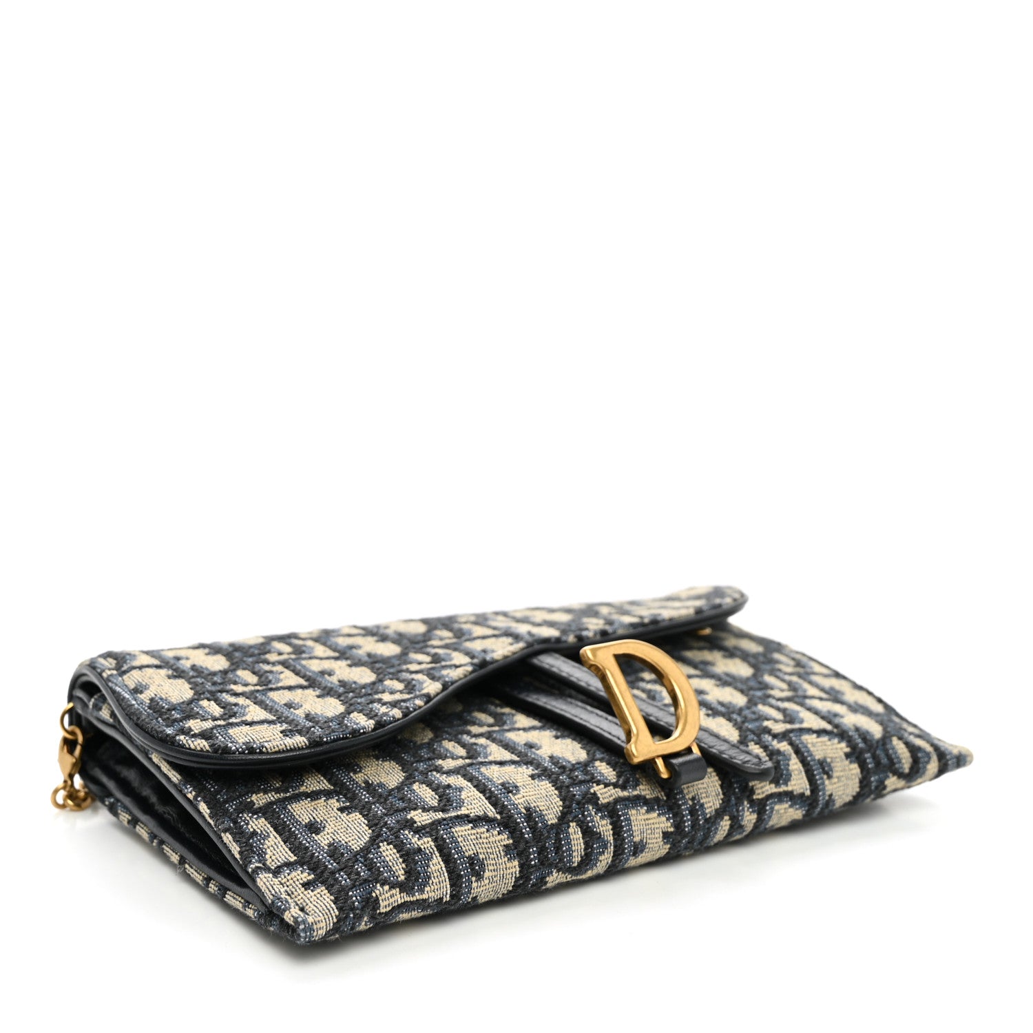 Christian Dior Oblique Saddle Chain Long Wallet Blue 5 of 12