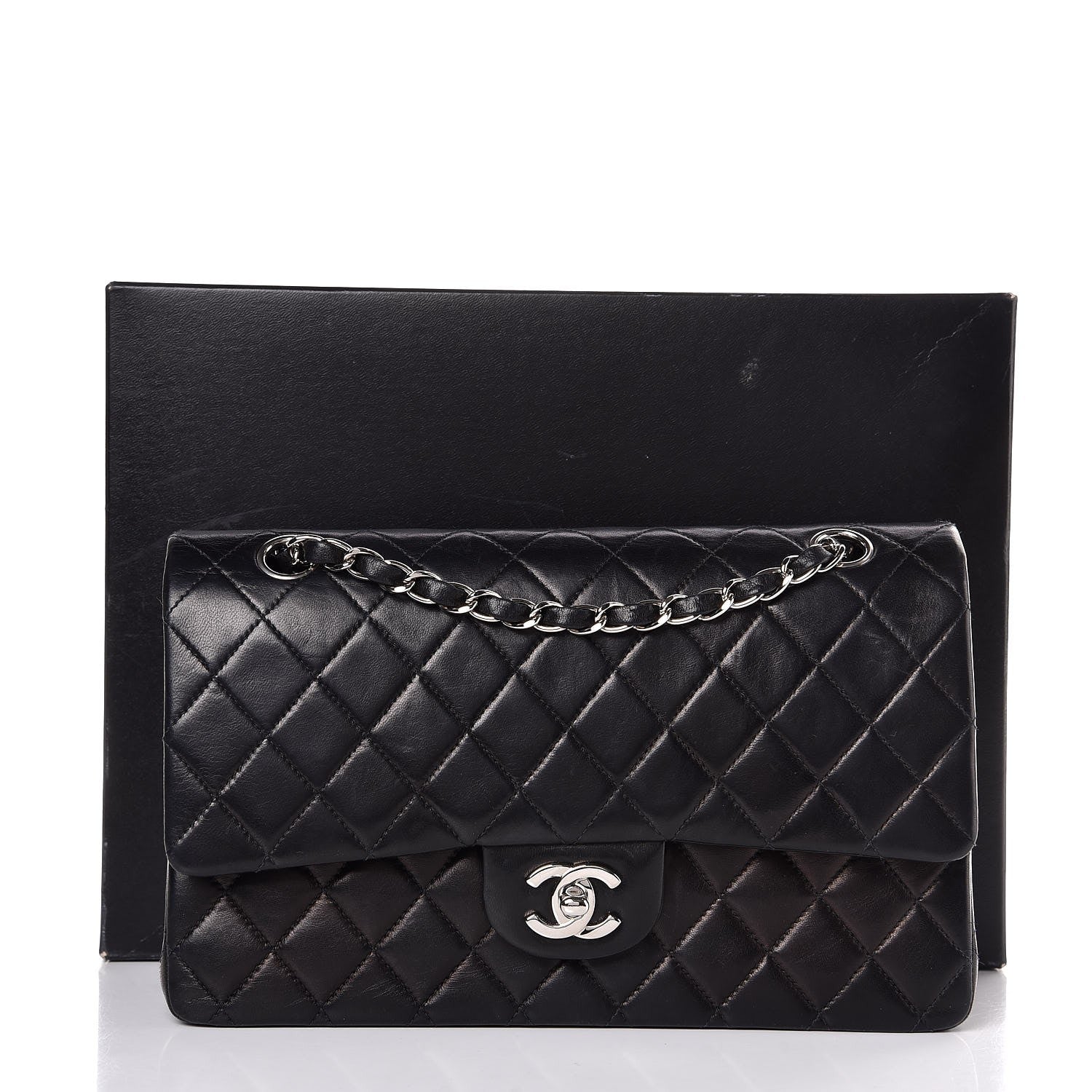 Chanel Lambskin Quilted Medium Double Flap Black 8 of 8