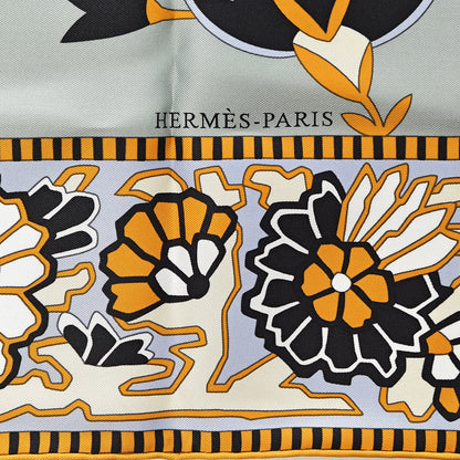 Hermes Silk Gavroche Paisley From Paisley Pocket Square Parme Vert De Gris 3 of 4