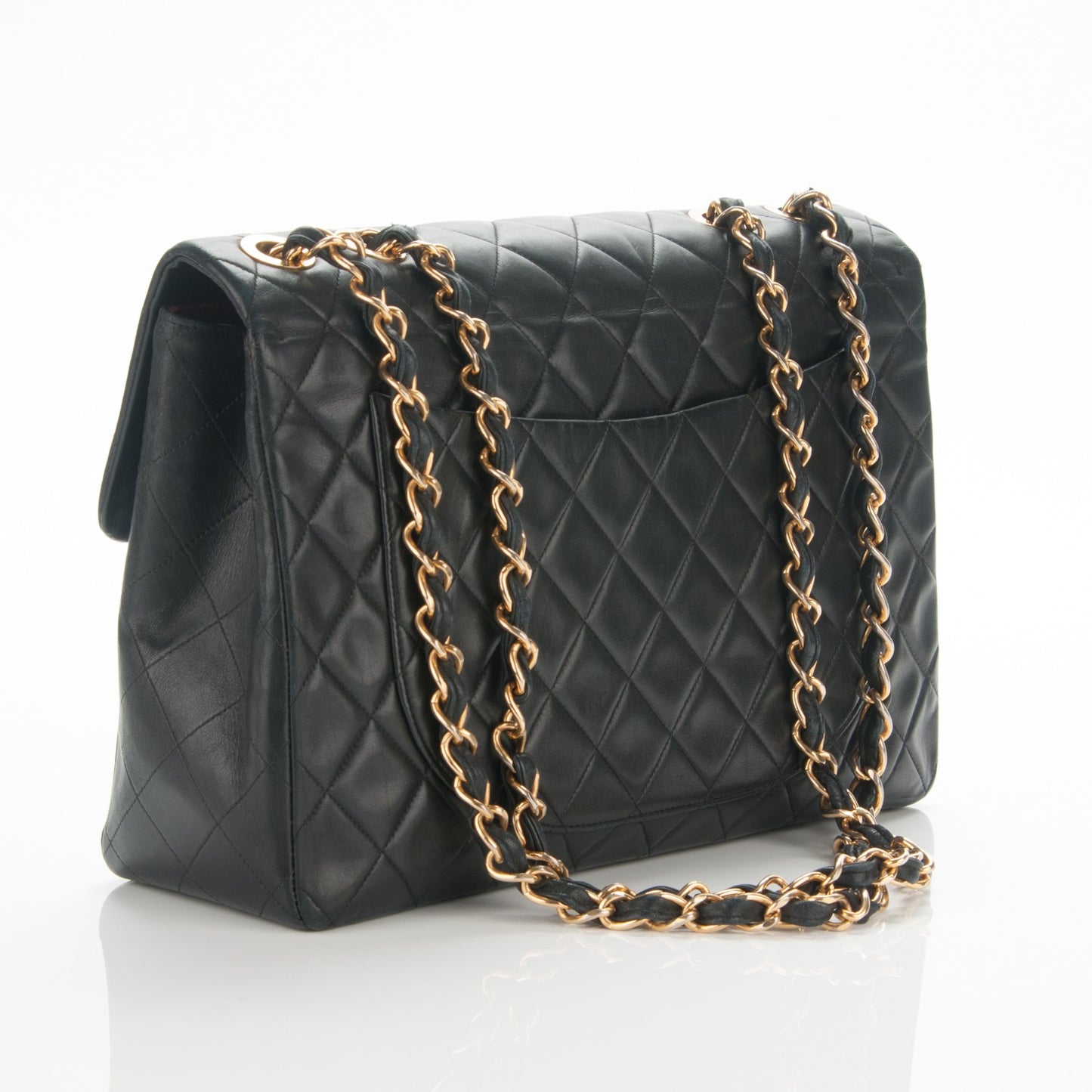 Lambskin Quilted XL Jumbo Single Flap Black