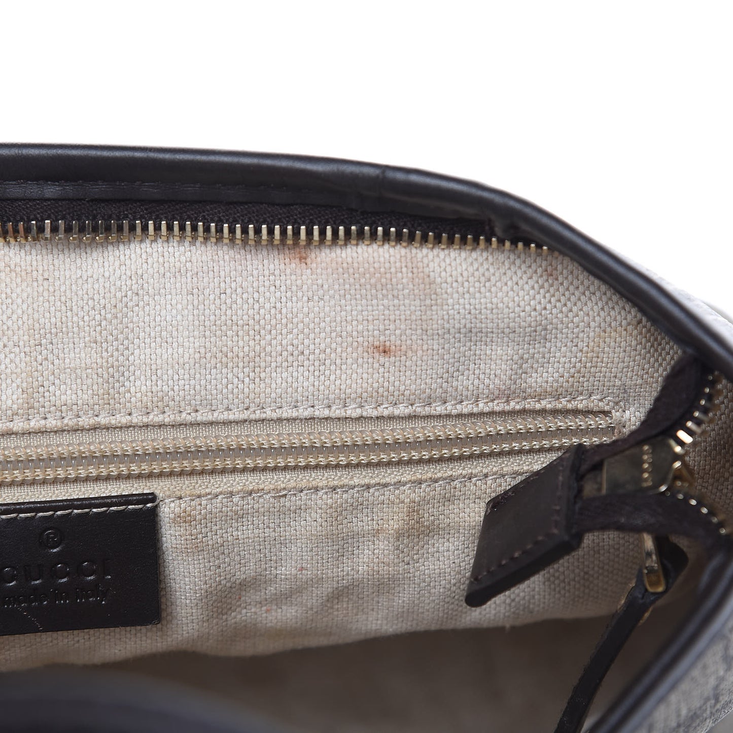 GG Supreme Monogram Small Zippered Tote Dark Brown