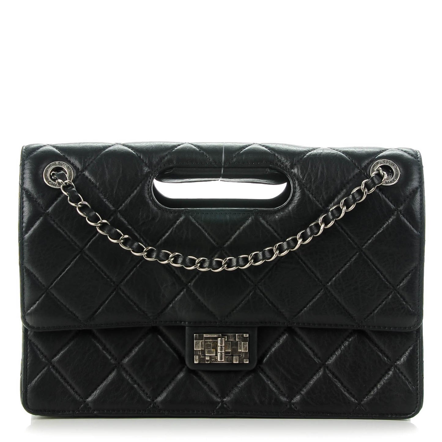 Washed Lambskin Jumbo Take Away Flap Black