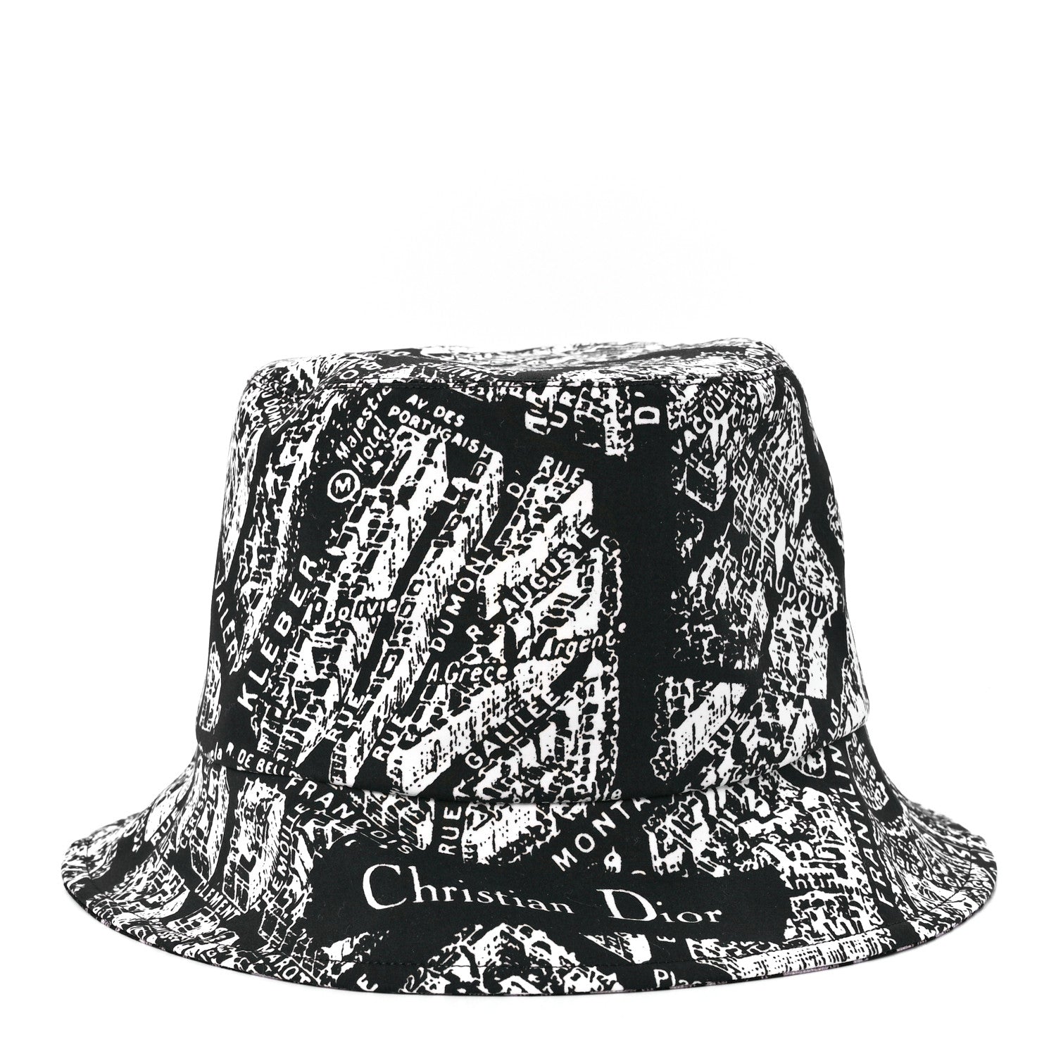 Christian Dior Oblique Plan De Paris Reversible Teddy-D Brim Bucket Hat 58 Black White 9 of 14