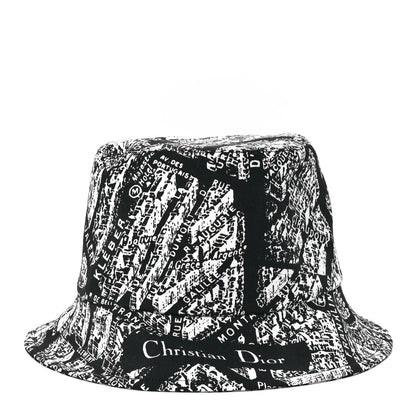 Christian Dior Oblique Plan De Paris Reversible Teddy-D Brim Bucket Hat 58 Black White 9 of 14