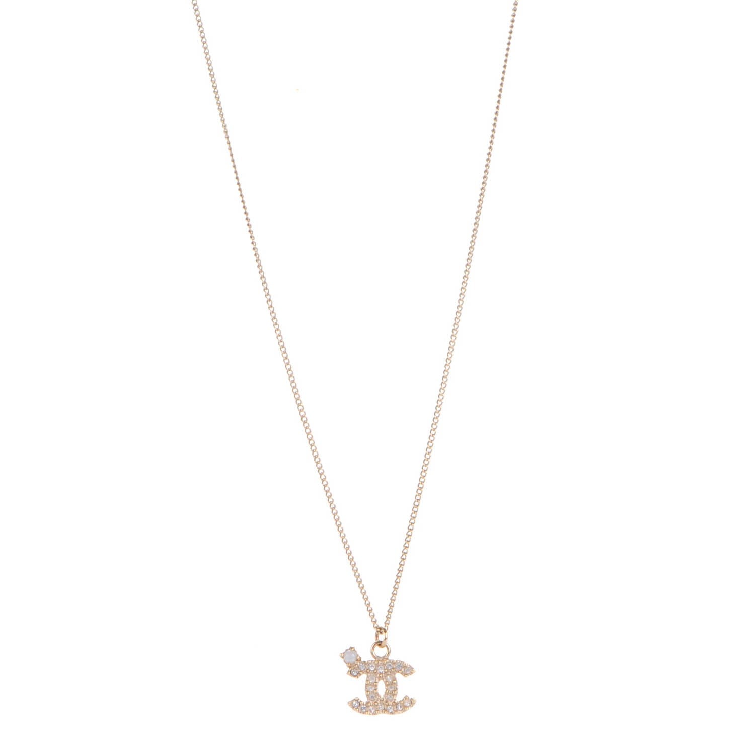 Chanel Crystal Timeless CC Necklace Gold 1 of 5