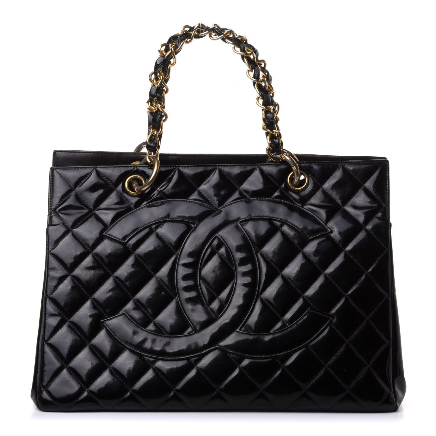 Patent Quilted Grand Shopping Tote GST Black