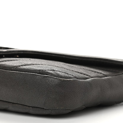 Saint Laurent Sheepskin Matelasse Chevron Monogram College Chain Wallet Coal 9 of 13