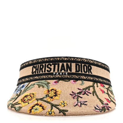 Christian Dior Raffia Embroidered Petites Fleurs Visor Natural 3 of 8
