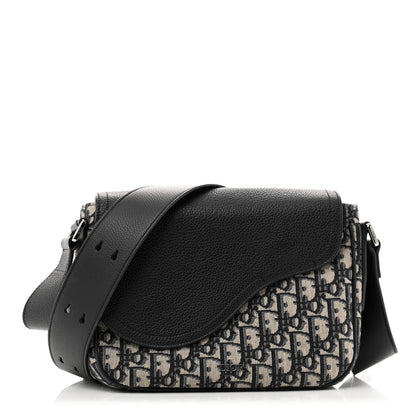 Christian Dior Grained Calfskin Oblique Mini Saddle Messenger Black 1 of 13