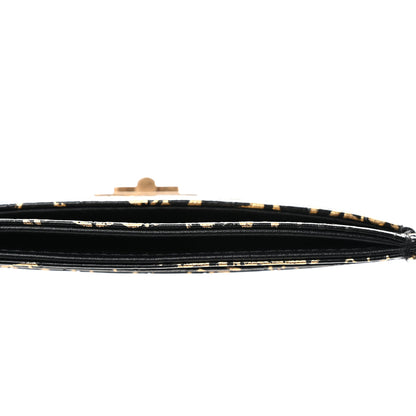 Chanel Calfskin Crocodile Embossed Graffiti 2.55 Cocodile Reissue Card Holder Black Gold 9 of 9