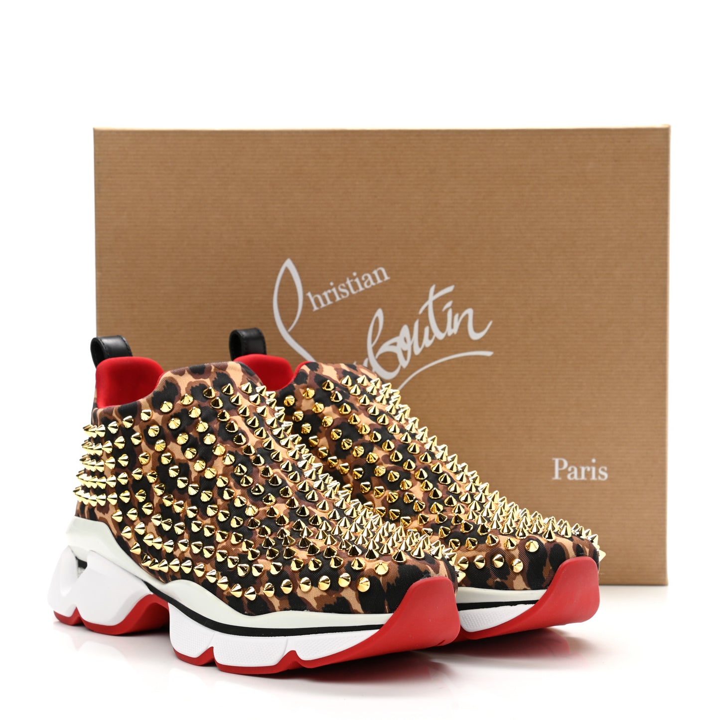 Neoprene Leopard Spike Sock Donna Flat Sneakers 38 Black Marron