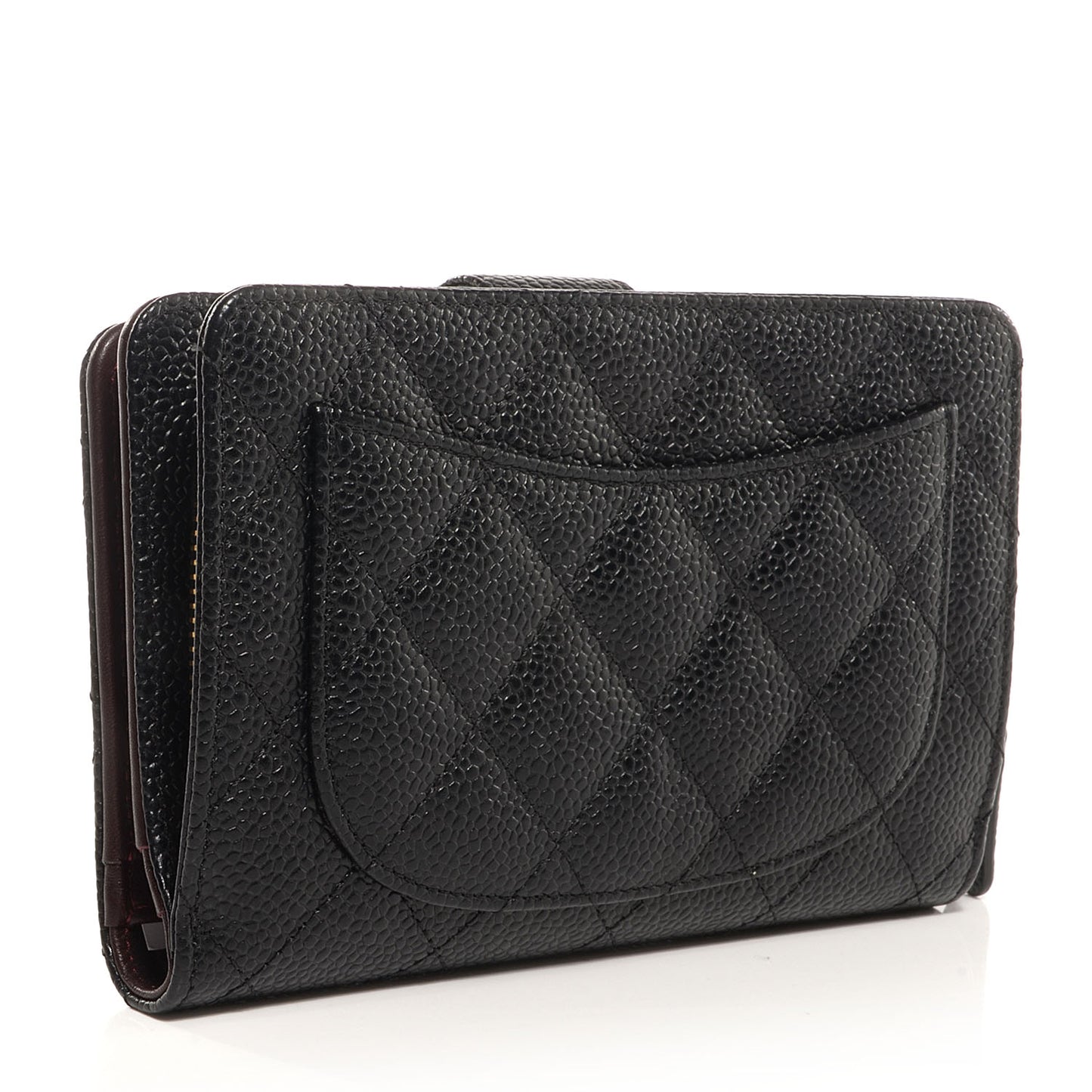 Caviar Quilted Zipped Pocket Wallet Black