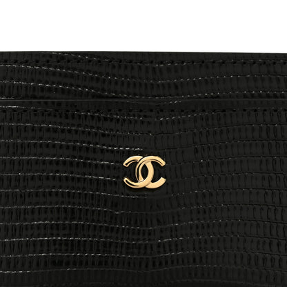 Chanel Calfskin Lizard Embossed Card Holder Black 8 of 9