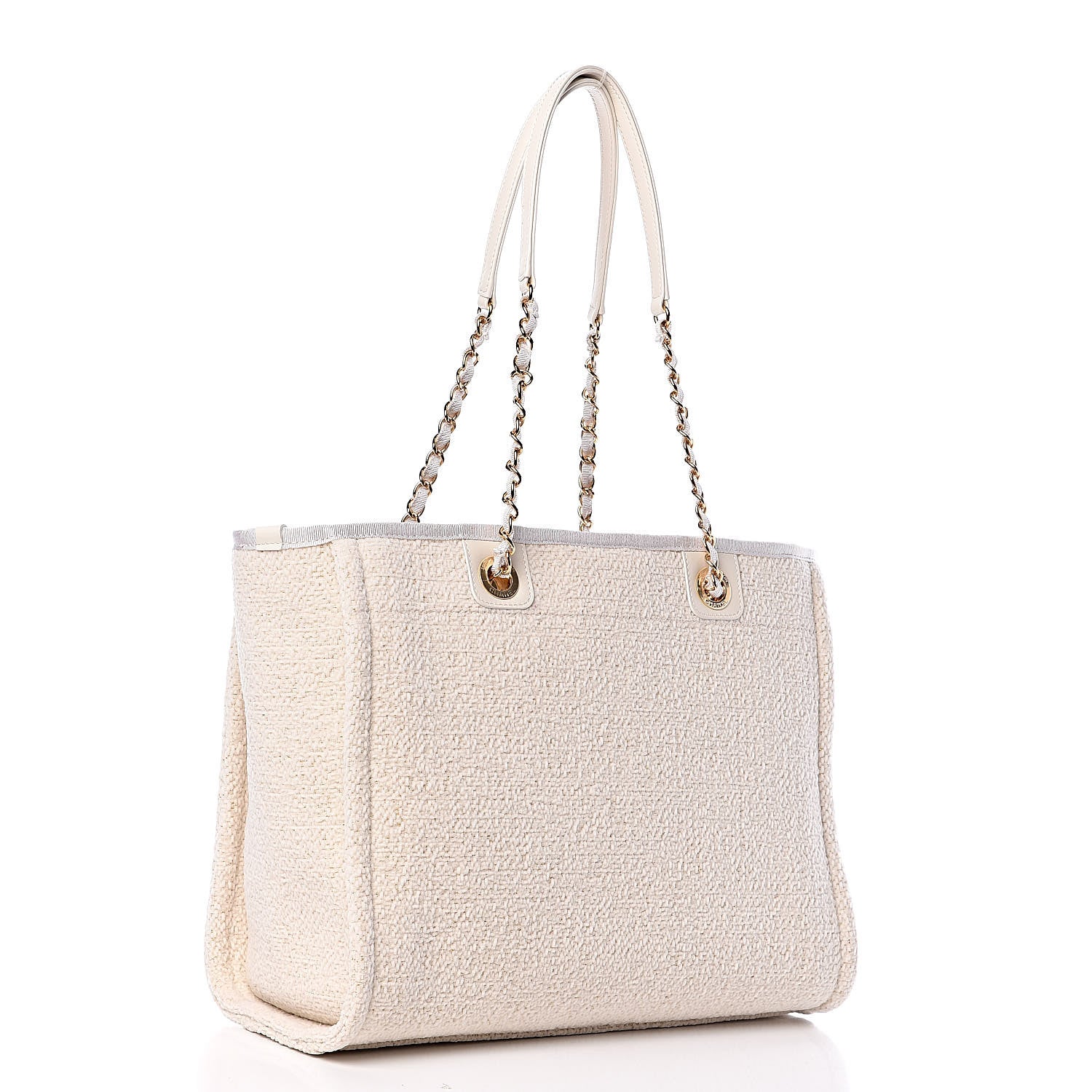 Chanel Lurex Boucle Small Deauville Tote White 3 of 9