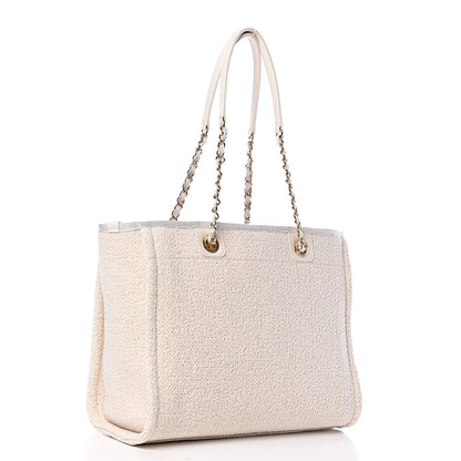 Chanel Lurex Boucle Small Deauville Tote White 3 of 9