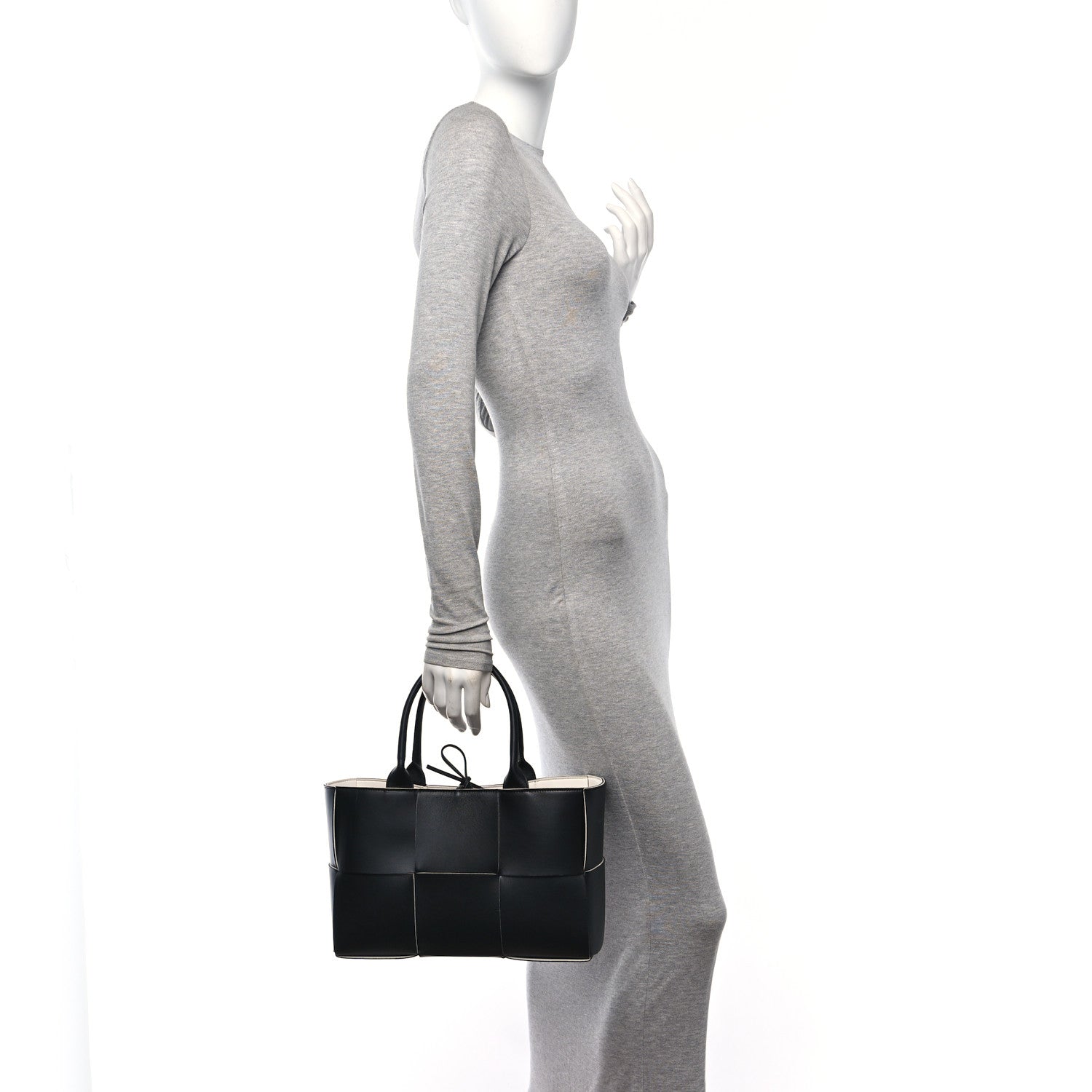 Bottega Veneta Nappa Maxi Intrecciato Small Arco Tote Black White 2 of 9