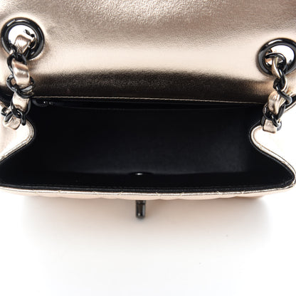 Chanel Metallic Lambskin Quilted Mini Square Flap Gold Black 5 of 11