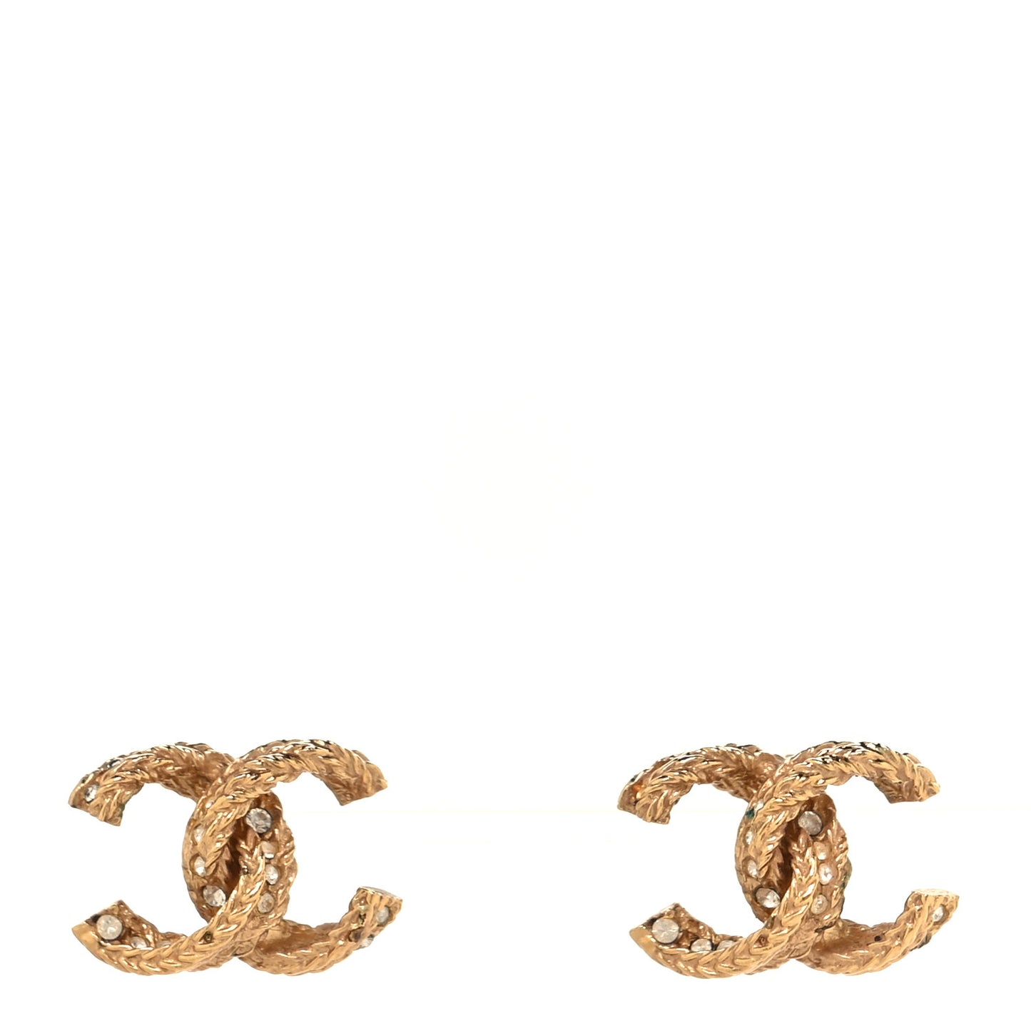 Crystal Twisted CC Earrings Gold