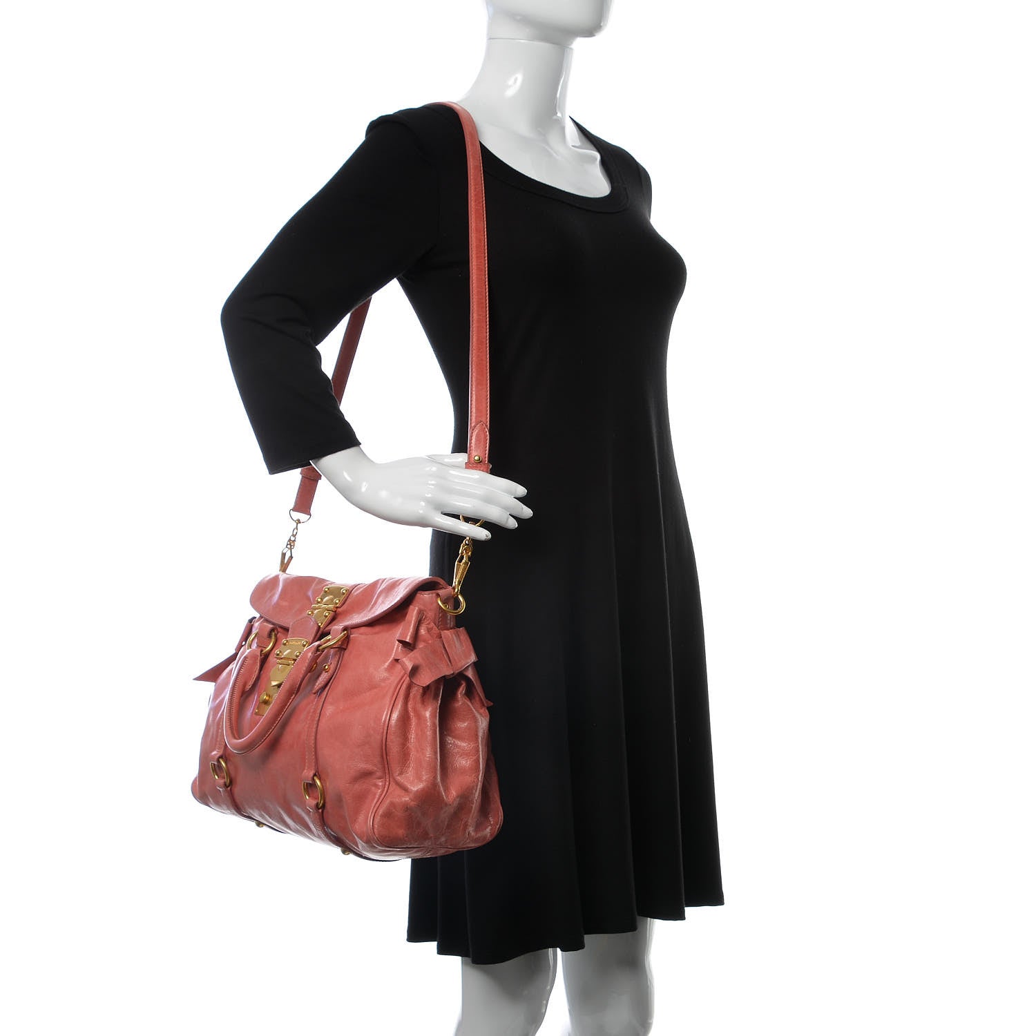 Miu Miu Vitello Lux Medium Bow Bag Rosa 3 of 16