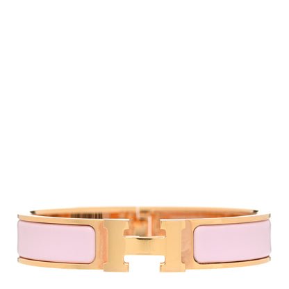 Hermes Enamel Narrow Clic Clac H Bracelet PM Rose Dragee 1 of 5
