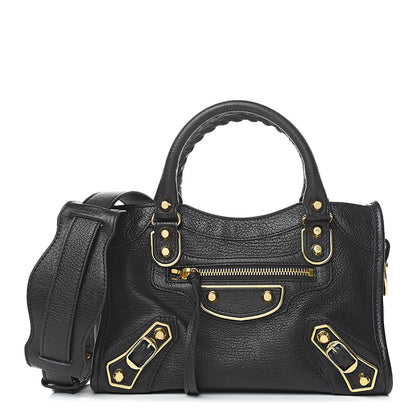 Balenciaga Chevre Gold Metallic Edge Hardware Mini City Black 1 of 9