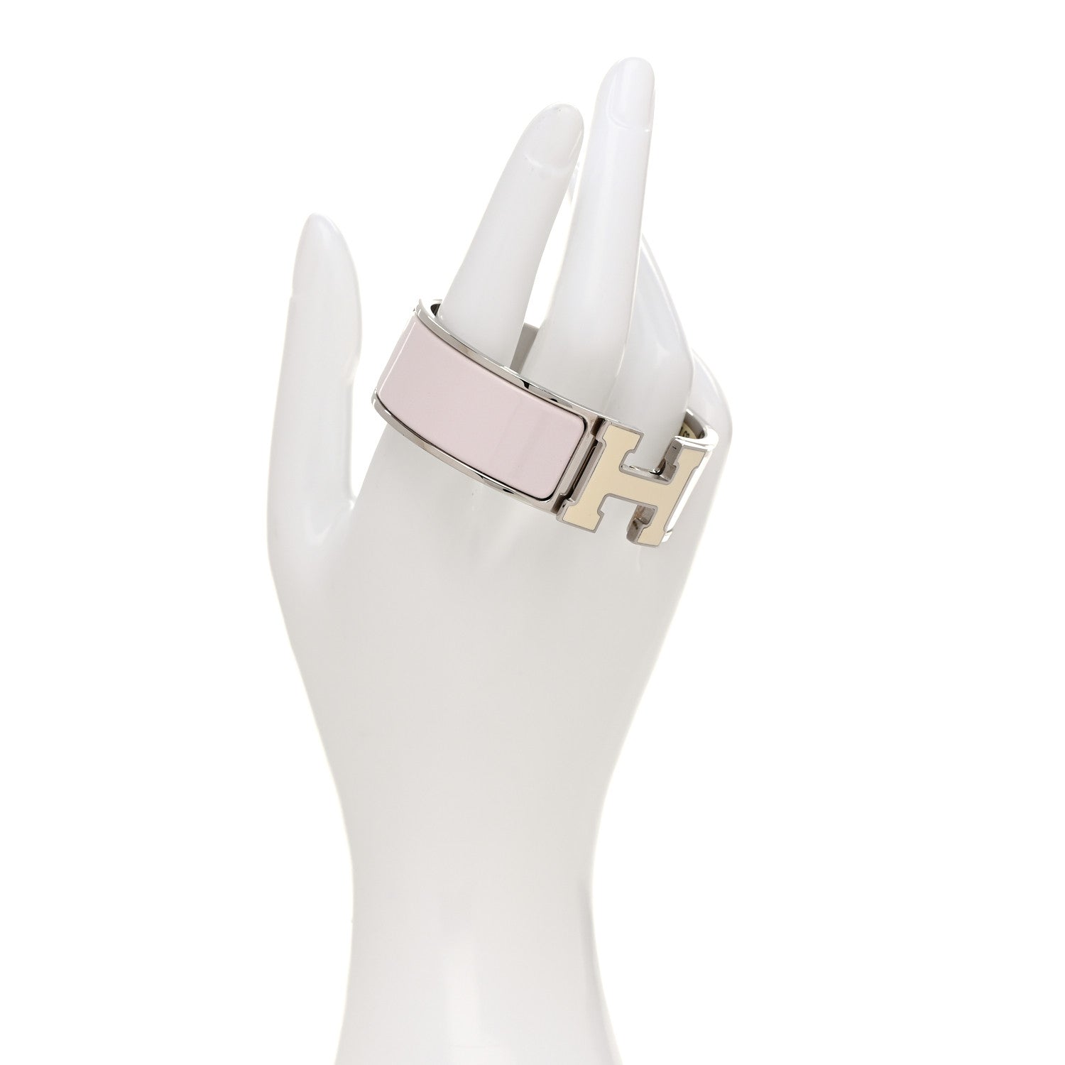 Hermes Enamel Wide Clic Clac H Bracelet PM Rose Nymph White 2 of 5