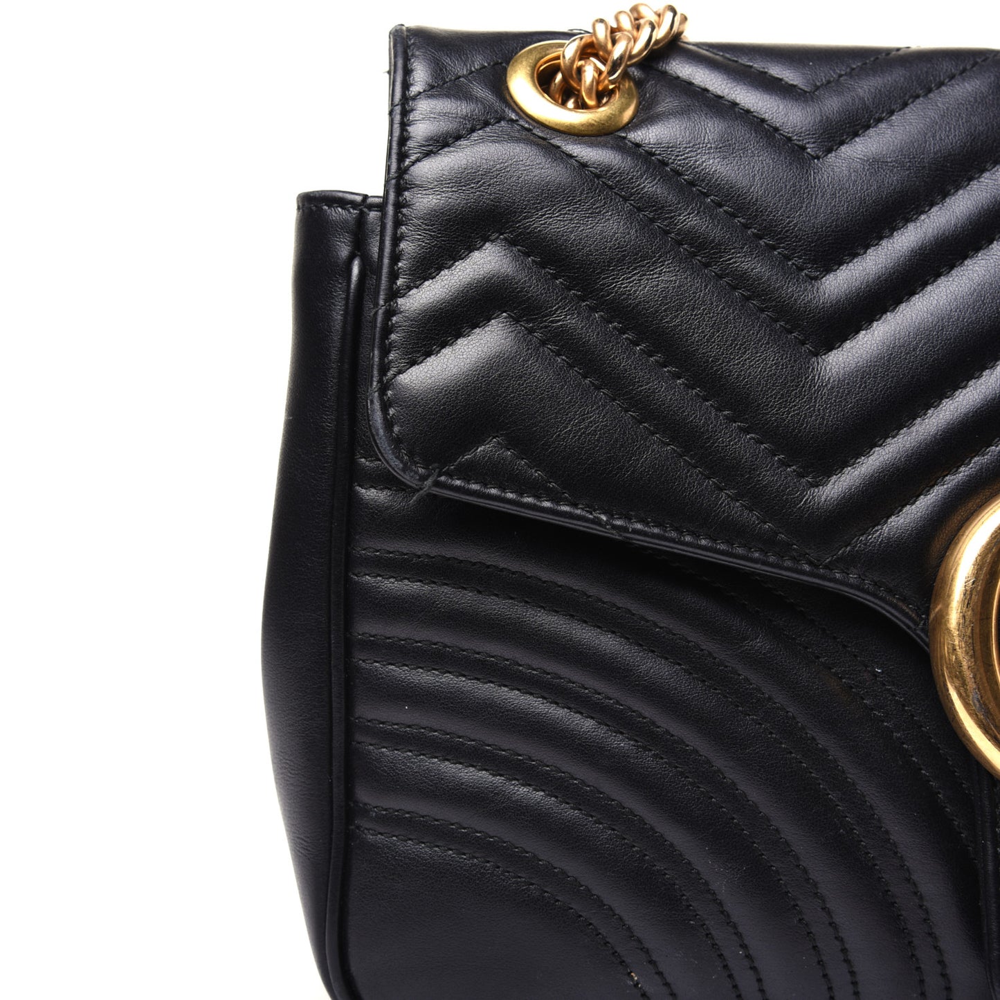 Calfskin Matelasse Medium GG Marmont Shoulder Bag Black