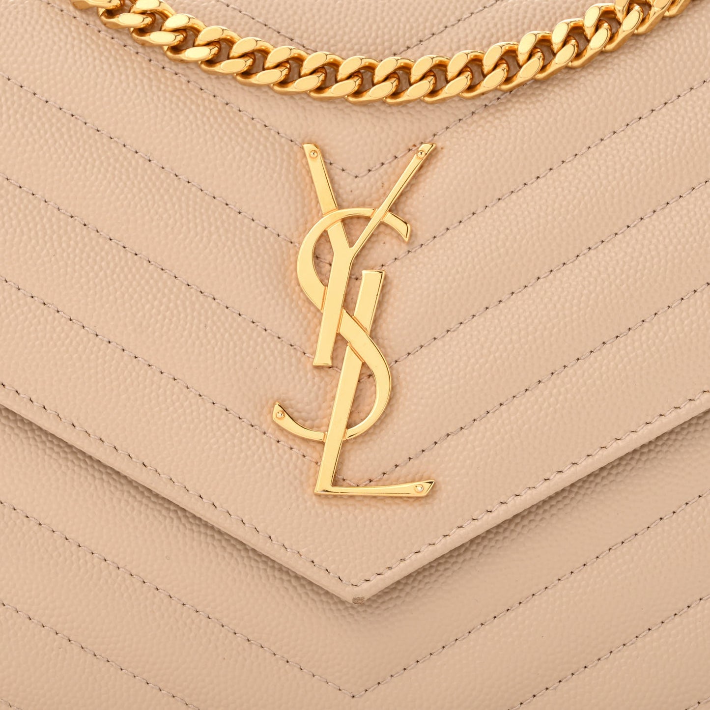 Grain De Poudre Matelasse Chevron Monogram Chain Wallet Nude Powder