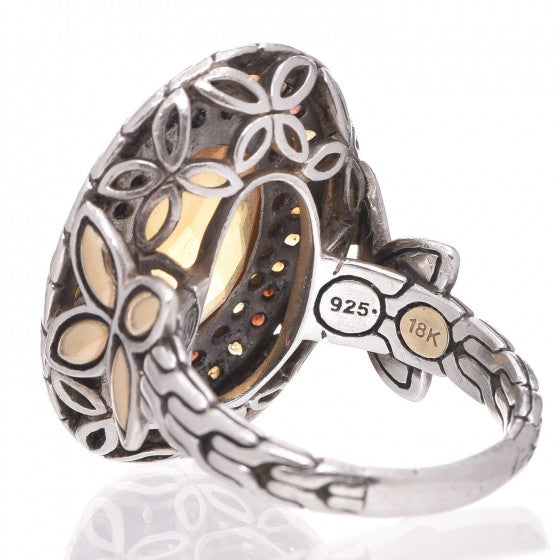 John Hardy Sterling Silver 18K Yellow Gold Citrine Garnet Batu Kawung Oval Ring 58 8.25 5 of 7