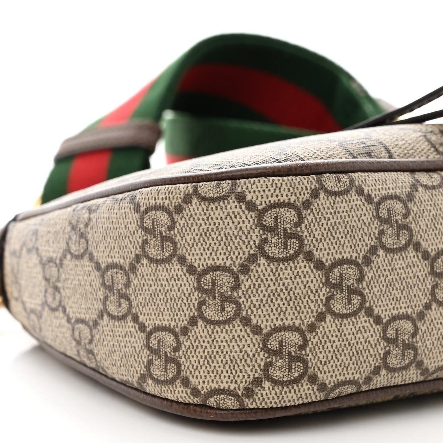 GG Supreme Monogram Textured Dollar Calfskin Web Small Ophidia GG Handbag Beige Ebony New Acero