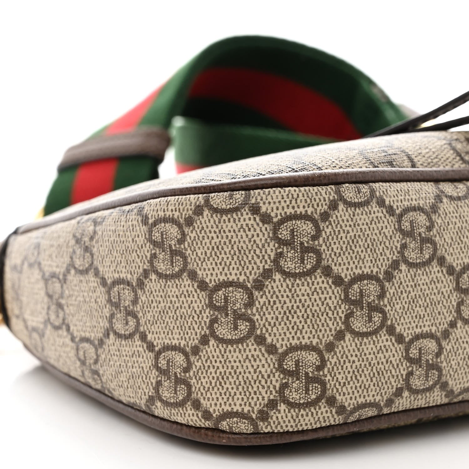 Gucci GG Supreme Monogram Textured Dollar Calfskin Web Small Ophidia GG Handbag Beige Ebony New Acero 9 of 10