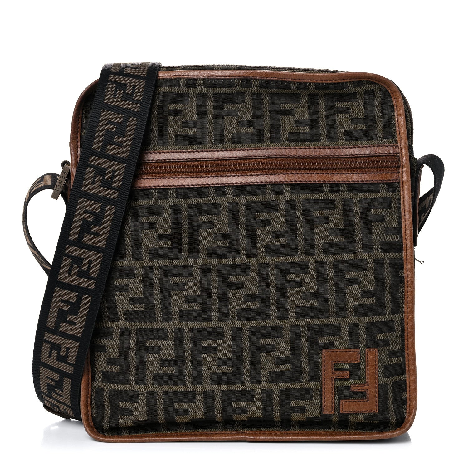 Fendi Zucca Vitello Patchwork Messenger Bag Tobacco Sabbia 1 of 17