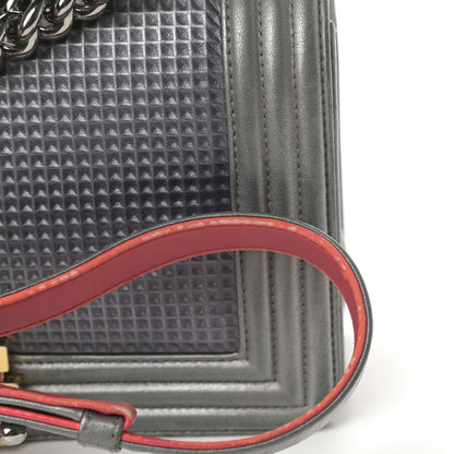 Chanel Lambskin Embossed Medium Boy Cube Flap Grey 17 of 19
