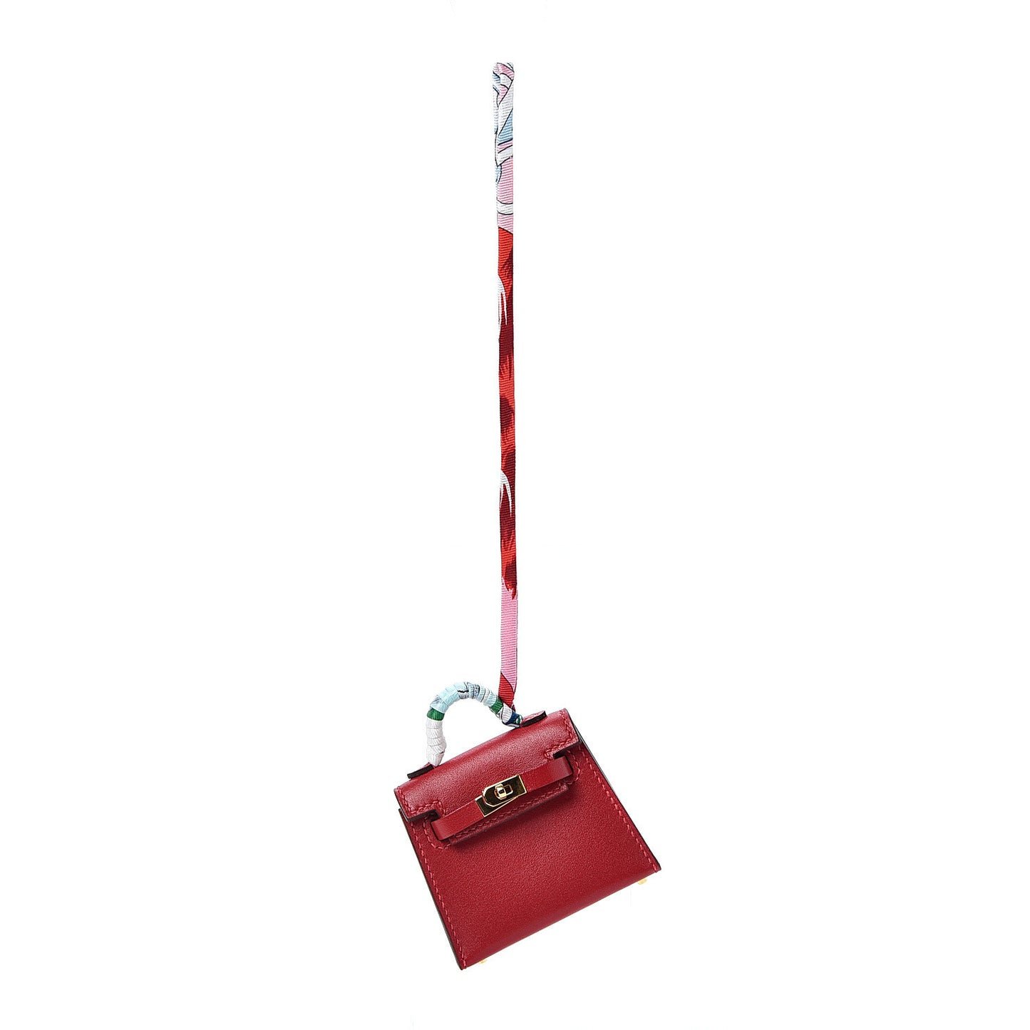 Tadelakt Mini Kelly Twilly Bag Charm Rouge Vif