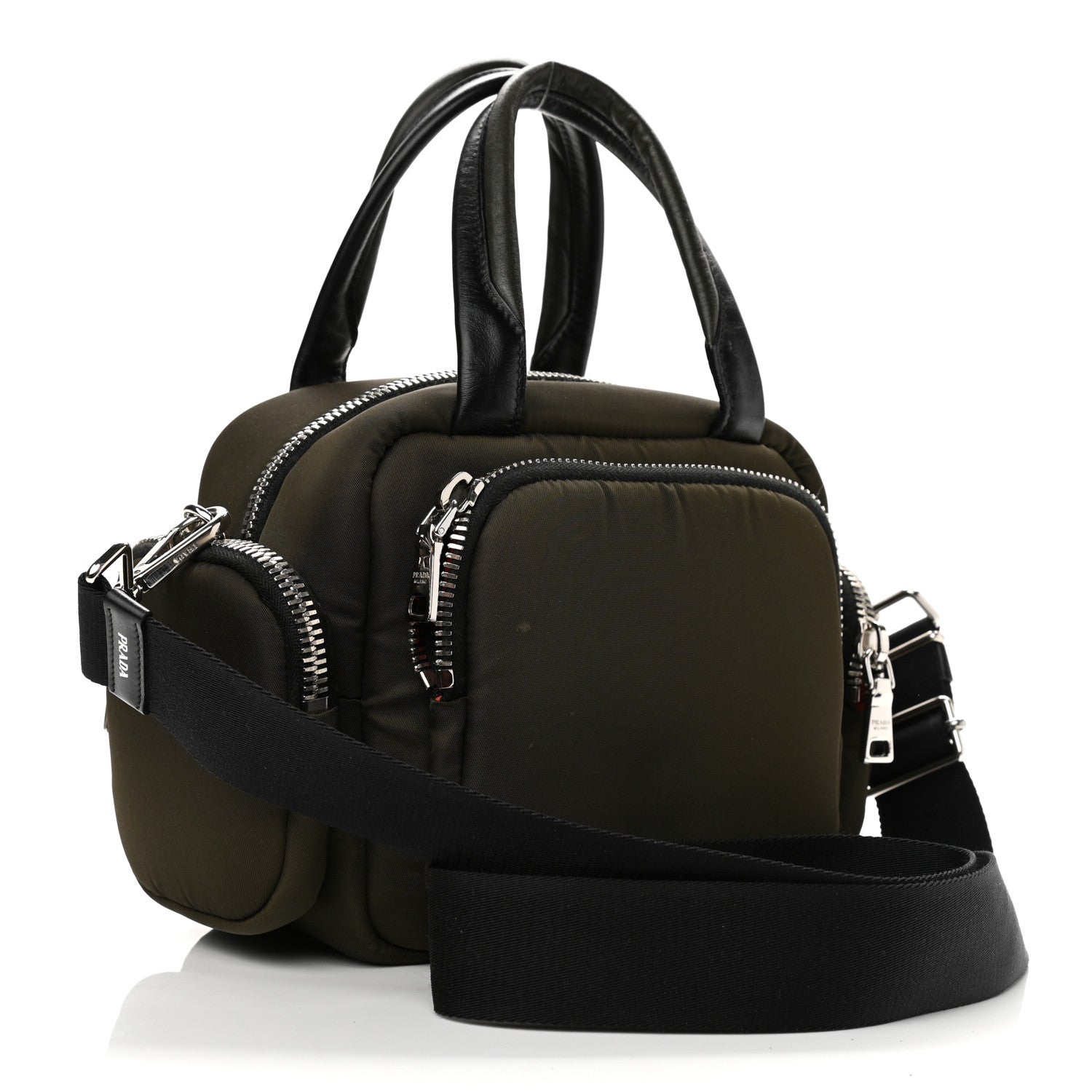 現行 美品 PRADA TESSUTO MONTAGN MIMETICO bag Prada Tessuto Nylon Pocket Top Handle Cargo Bag Mimetico Black