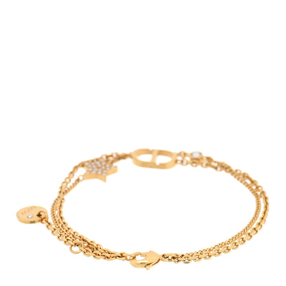 Christian Dior Metal Crystal Petit CD Double Bracelet Gold 3 of 5