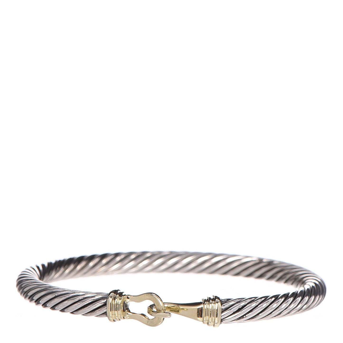 Sterling Silver 14K Yellow Gold 5mm Cable Classic Buckle Bracelet