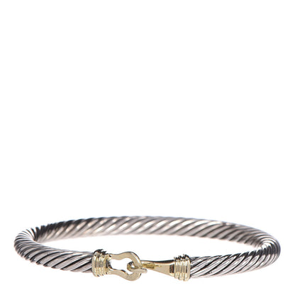 David Yurman Sterling Silver 14K Yellow Gold 5mm Cable Classic Buckle Bracelet 1 of 5