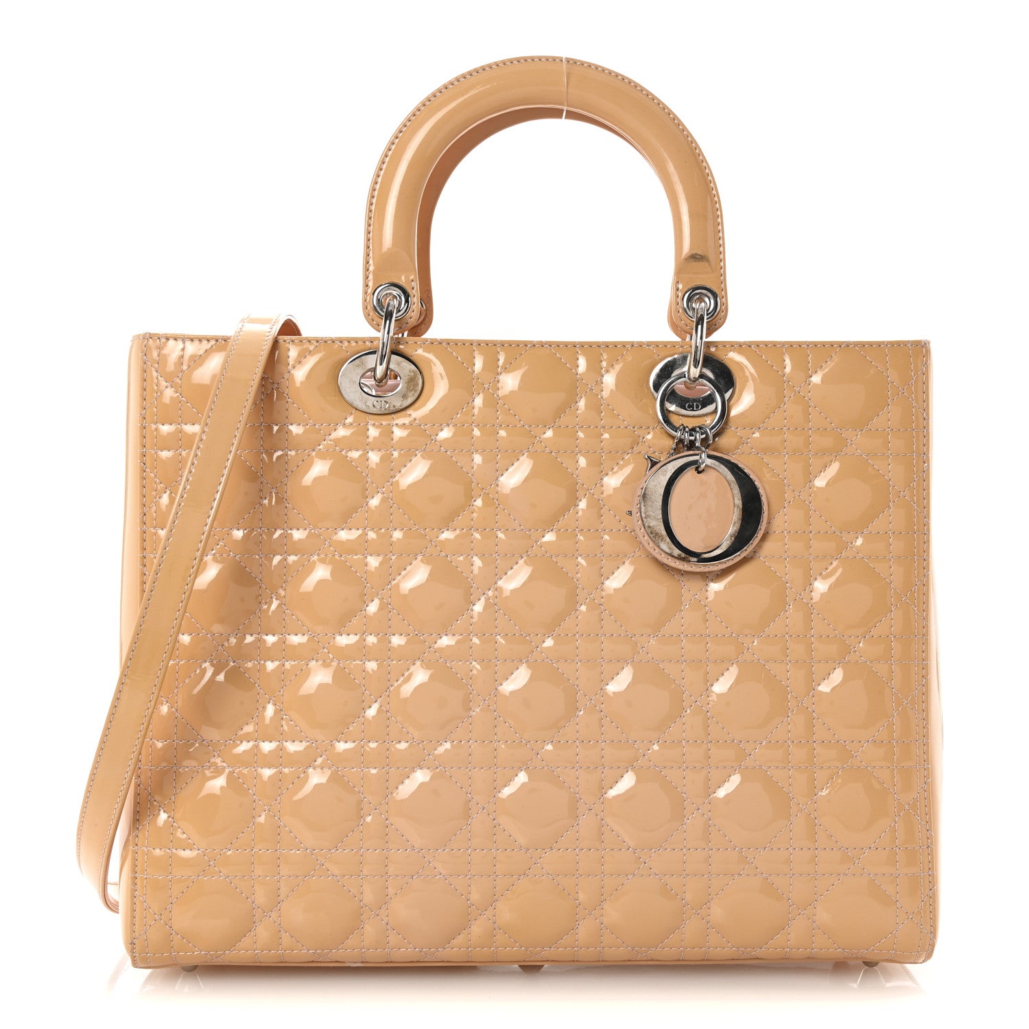 Christian Dior Patent Cannage Large Lady Dior Dark Beige 1 of 9