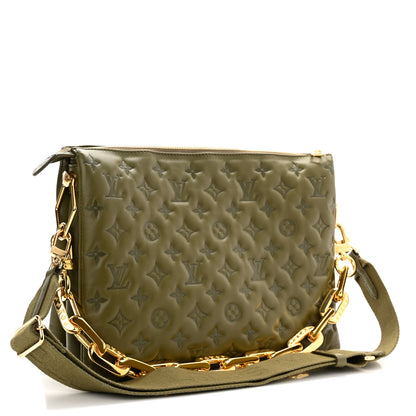 Louis Vuitton Lambskin Embossed Monogram Coussin MM Khaki 3 of 11