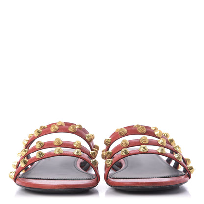 Balenciaga Agneau Lambskin Giant Gold Stud Sandals 39.5 Rouge Vermillion 2 of 13