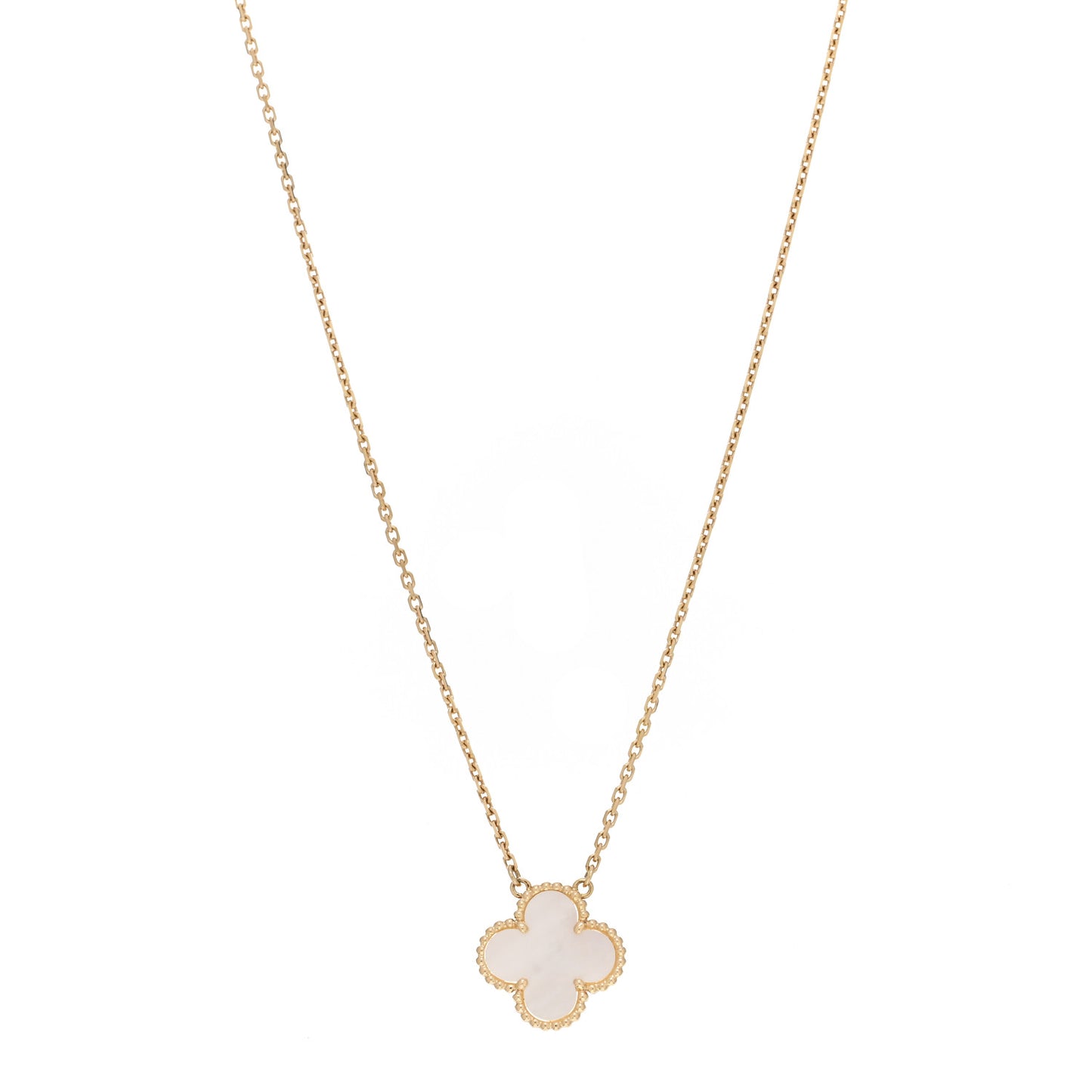 18K Yellow Gold Mother of Pearl Vintage Alhambra Pendant Necklace