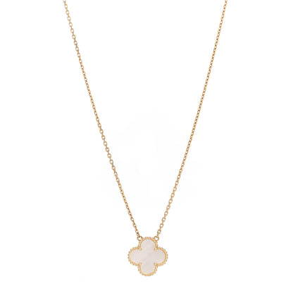Van Cleef & Arpels 18K Yellow Gold Mother of Pearl Vintage Alhambra Pendant Necklace 1 of 5