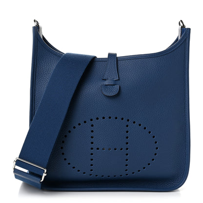 Hermes Taurillon Clemence Evelyne III PM Bleu Tie 1 of 11